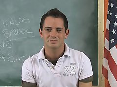 Kalob Traverse is doing an interview and the young man from Wisconsin is happy to share plenty of dope my first sex teacher mr at Teach Twinks