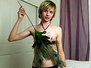 He runs the feathers all over his body, including his hard cock blonde longhaired gay twinks at Boy Crush!