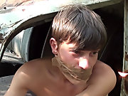 Bound and Waxed Friend outdoor gay fuck
