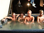 We got 4 boys: Tanner, Dakota, Tommy, and Josh all in the hot tub, ready to fill up it one chaos of a party gient gay group orgy