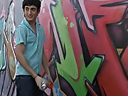 He is seen spraying the wall with his binge spray teen boy big penis