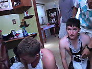 The pledges in this frat had to clean the entire frat house after a party...wearing french maid outfits group gay blowjob